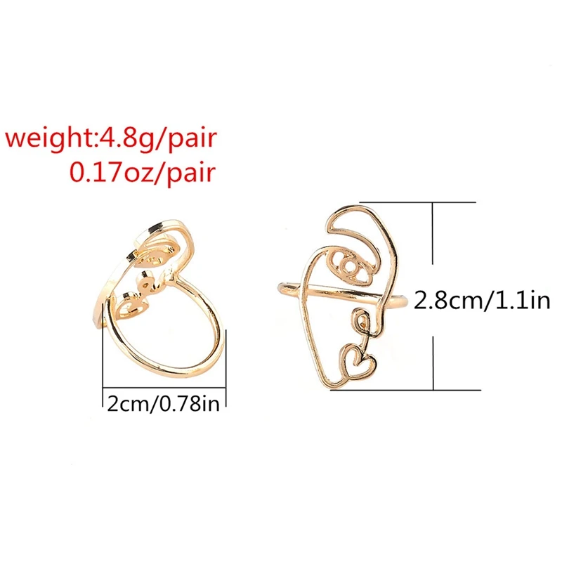 2 шт./компл. хип-хоп Уникальный абстрактный набор колец для лица полый минималистичный Набор подходящих полуколец для женщин парное кольцо