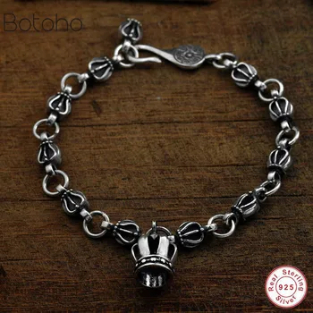 

925 Sterling Silver Created Male Lantern Bracelet Bangles Domineering Thai Vintage Biker Men Fashion Charms Jewelry Vintage 2019