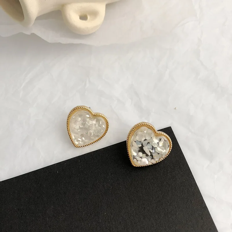 

New Trendy Colorful Shell Resin Oval Round Heart Stud Earrings For Women Fashion ZA Statement Jewelry Vintage Brincos Oorbellen