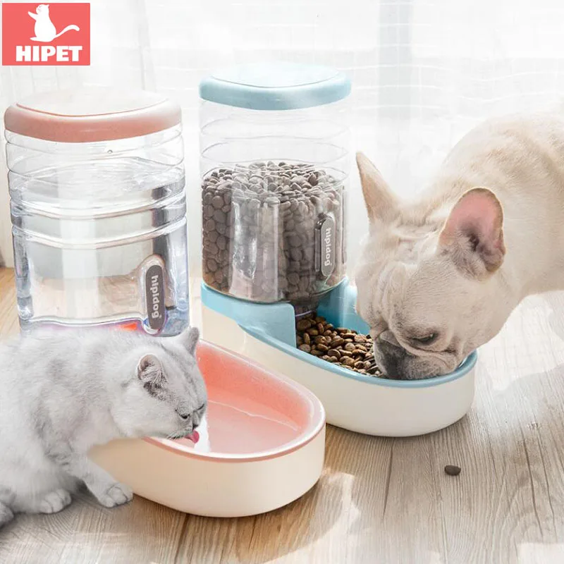 

HIPET 3.8L 2Pcs Cat Automatic Feeders Pets Food Water Dispenser For Dog Bowl Feeding and drinking Cats Water Fountain Supplies