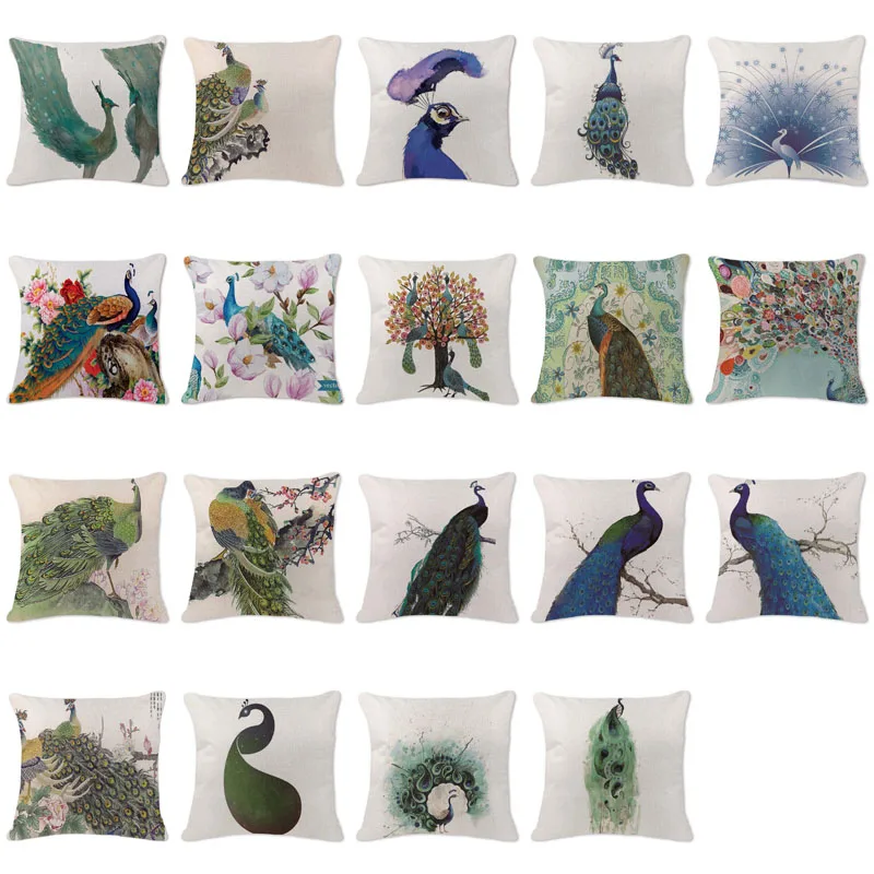 Colorful Peacock Cushion Cover High Quality Square Throw