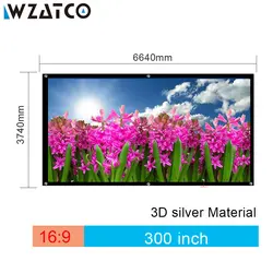 WZATCO высокого качества большой Размеры Экран 300 дюймов 16:9 3D серебро проекционный Экран ткани с проушинами легко установить Бесплатная