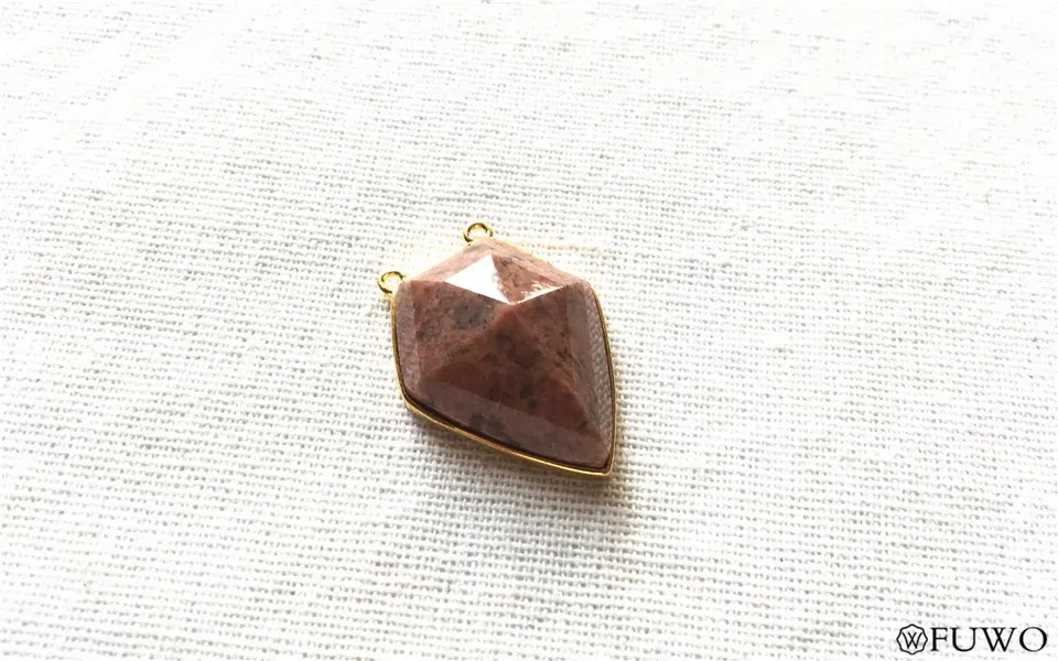 Natural Stone Shield Double Hook Pendant 11