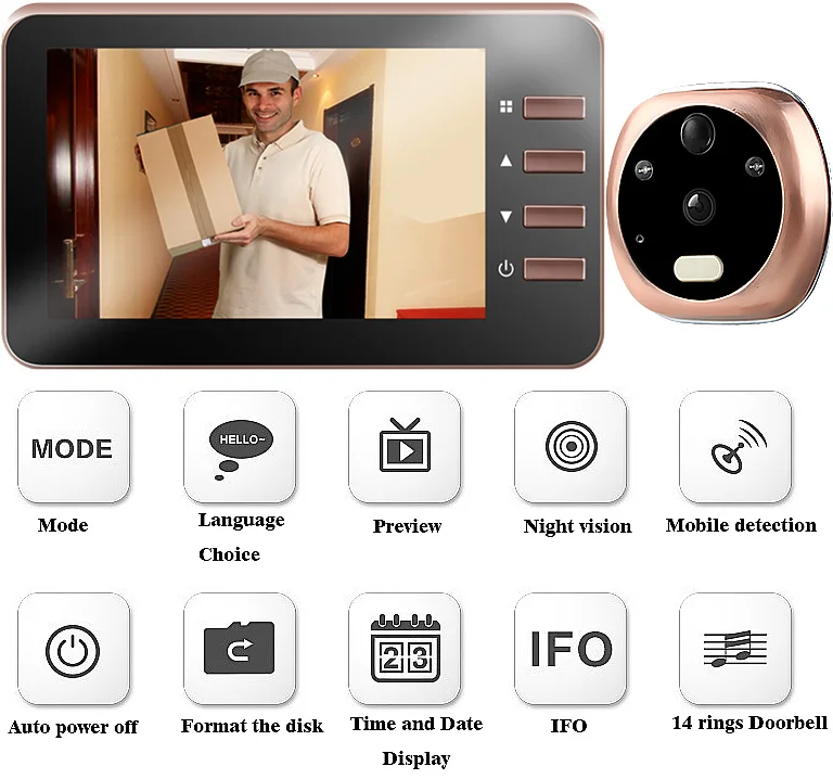 Us 45 0 Easy Installation 4 3 Inches Tft Lcd Door Doorbell Peephole Viewer Camera Night Vision 160 Wide Degree Angle Viewing In Door Viewers From