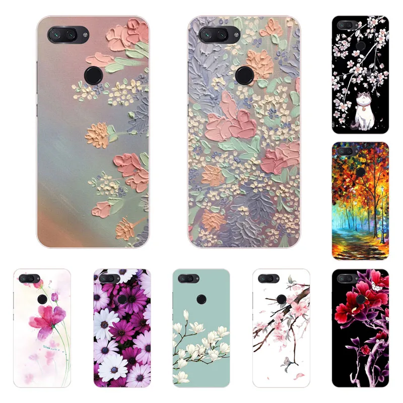 xiaomi mi 8 lite Case Silicon Full flower Painting Soft TPU Back Cover for mi8 protect Phone bags |