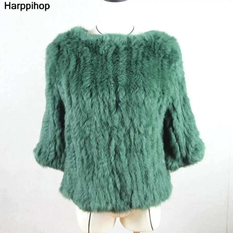 Harppihop* Новинка, горячая Распродажа, женское вязаное пальто с натуральным кроличьим мехом, куртка, жилеты, накидка, комбинезон, 11 цветов, черный, бежевый