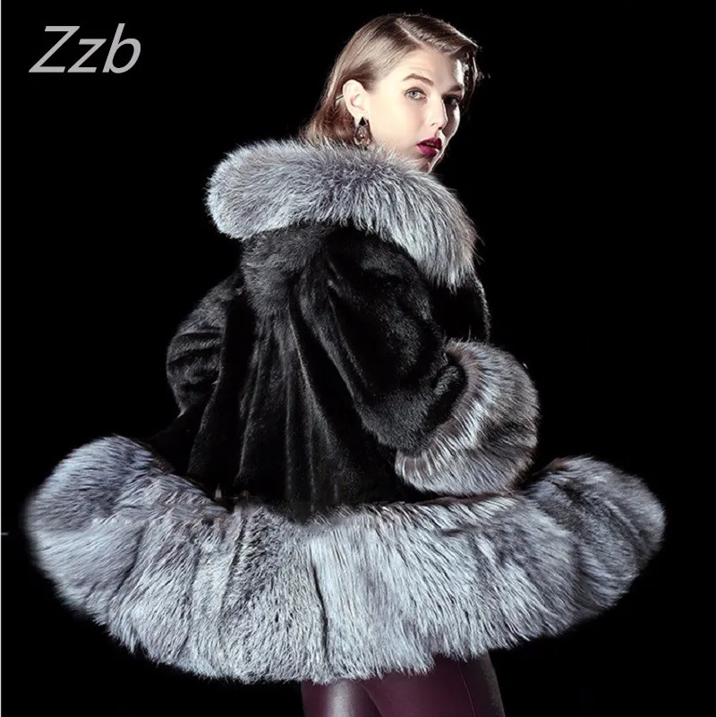 Special Offer 2018 New import European Fashion Winter Women Faux mink  Fur Luxurious High Quality artificial Fox Fur Coat