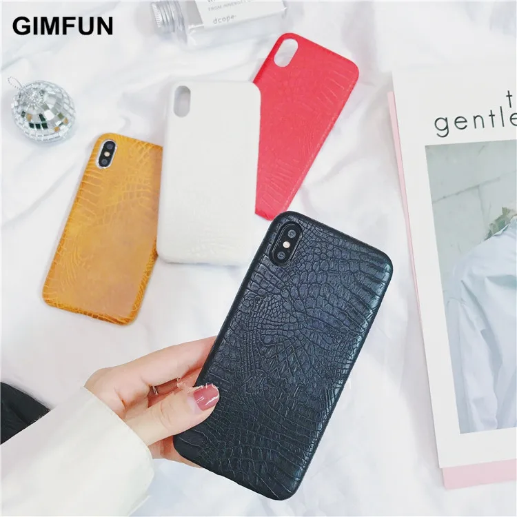

GIMFUN Cute Pu Leather Snake Embossed phone Case for IPhone 8 8plus 7 7plus 6 6s 6plus 5 X case soft tpu phone Paragraph Cover