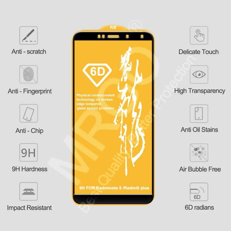 6D закаленное стекло для Xiao mi Red mi Note 5 Pro защита экрана красный mi 6 6A Pro защита для Xiaomi mi A2 Lite 8 A1 Plus стекло