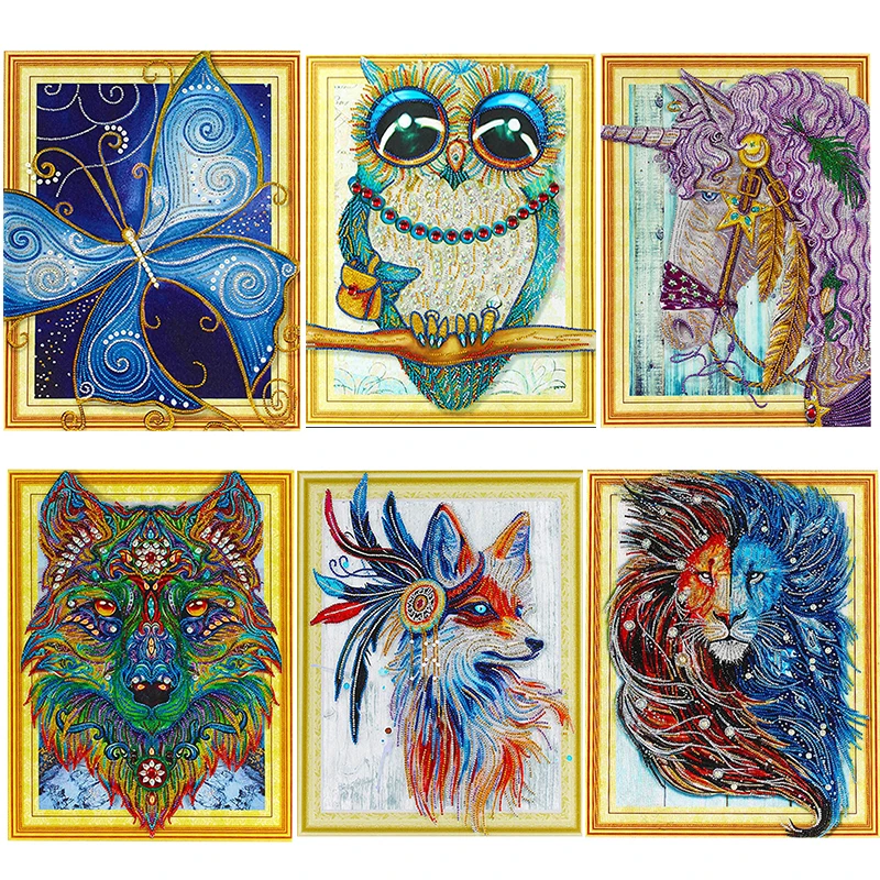 Shaped Diamond Painting Animal Pattern 5D DIY Brooch Embroidery Mosaic Promotion Picture Wall Sticker Decoration | Дом и сад