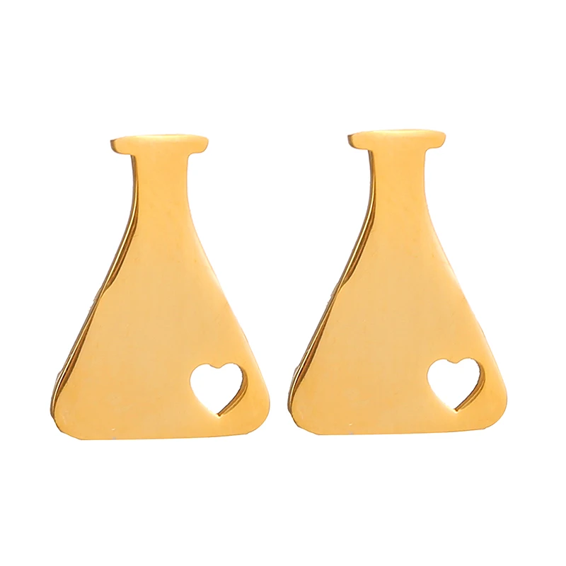 Химический флакон сердце золотого цвета минималистичные серьги для девочек медицинские серьги гвоздики женские модные ювелирные изделия Brincos Berloque