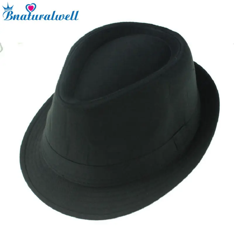 

Bnaturalwell Black fedoras Gangsters hat Jazz cap Kids top hat Children Baby fedora hat Fedoras Dicers Boys headgear 10pcs BH058