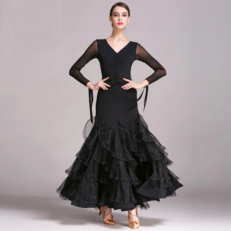 

black ballroom dance dresses standard ballroom dancing clothes Competition standard dance dress waltz modern dance dress Foxtrot