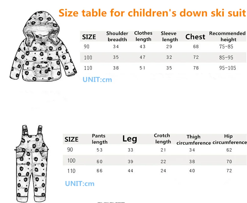 Зимний комплект для мальчиков и девочек, Детский пуховик на гусином пуху, 95%+ пальто с капюшоном для малышей, теплый зимний лыжный костюм с рисунком для детей 1-3 лет, 4 цвета