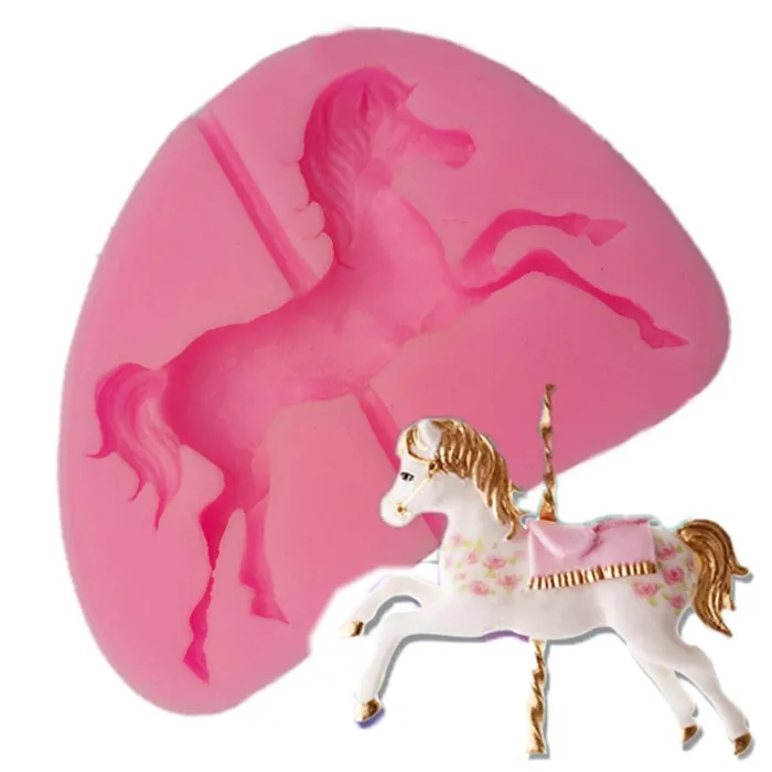 

Merry-go-round Shape Silicone Mold Fondant Paste DIY Carrousel Pressing Silicone Cupcake Decorating Mold for Chocolate Gum Paste
