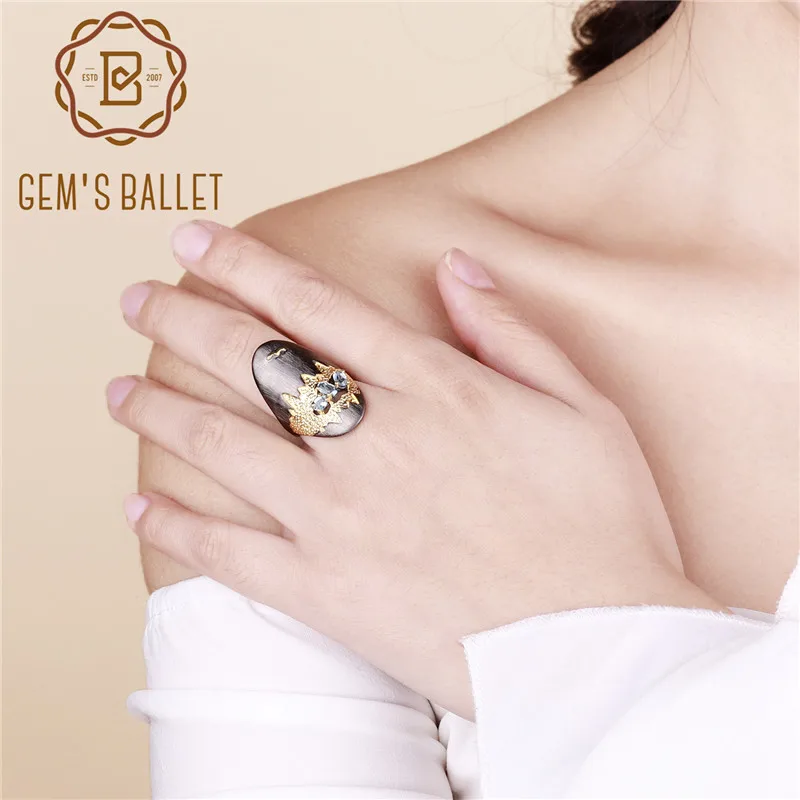Женское балетное кольцо gemb's BALLET с камнями из стерлингового серебра 925 пробы
