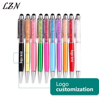 

LZN Bling Bing Crystal Pen Diamond Ballpoint Pens 2 In 1 Crystal Stylus Touch Metal Pen Customlized Name/Date for Wedding Gifts