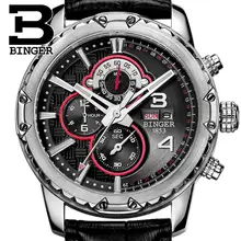 Швейцарские часы мужские роскошные Брендовые Часы Бингер кварцевые мужские часы многофункциональные военные секундомер часы glowwatch B6011-4