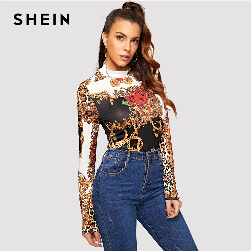 Download Aliexpress.com : Buy SHEIN Mock Neck Stand Collar Chain ...