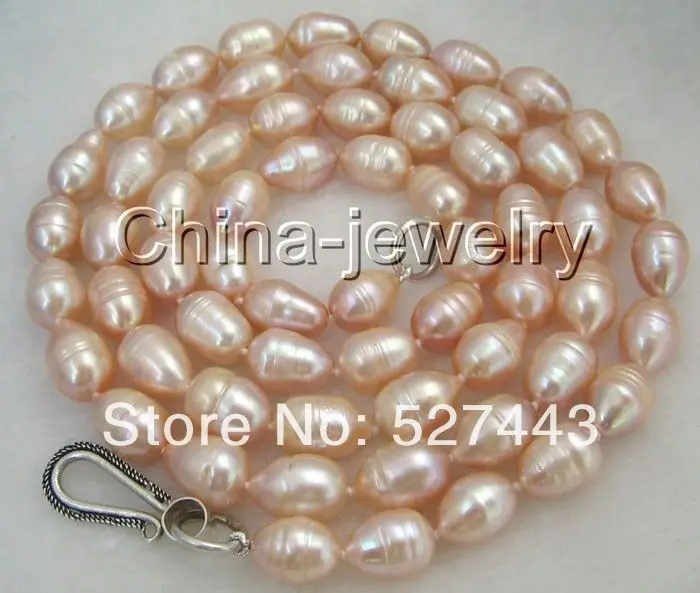 

Wholesale fast Beautiful 33" 10-12mm natural pink baroque FW pearl necklace