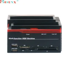 Mosunx Advanced U disk Top Department quality Docking Station Trip Lo 3 Hard Disk USB 2.0 Multi Fun Zion E Card SATA IDE 1PC