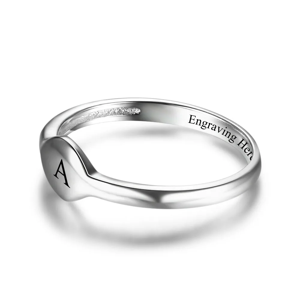 Personalized Jewelry Initial Stackable Ring Custom Engrave Name 925 Sterling Silver Rings For Women (One pcs)(JewelOra RI102512)
