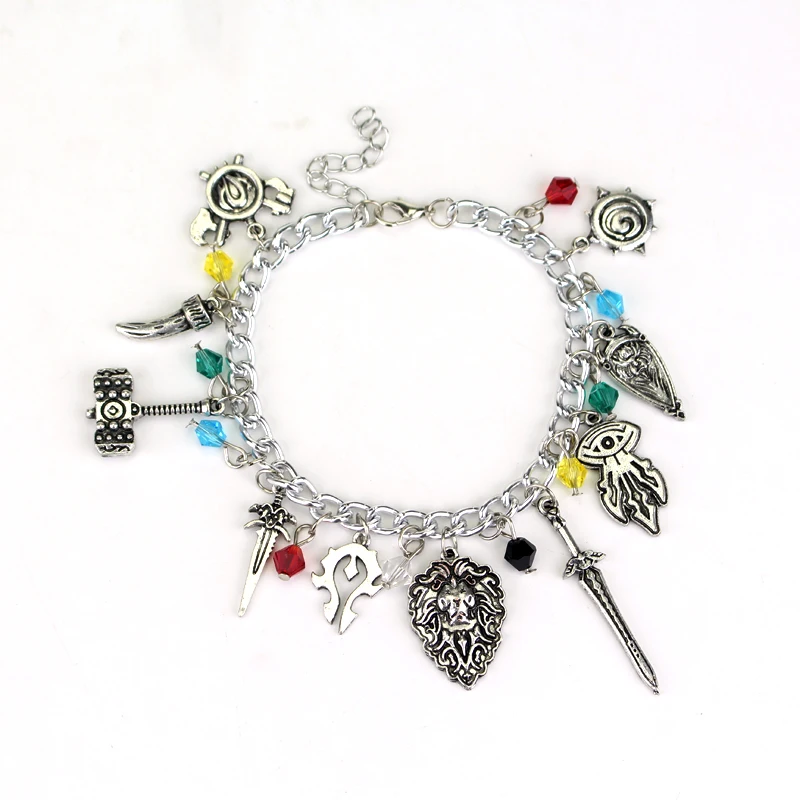 

dongsheng World Of War Craft Hearthstone Game Bracelet Alliance Knight Tribe Horde Legends Pendent Charm Wristlent Anklets-25