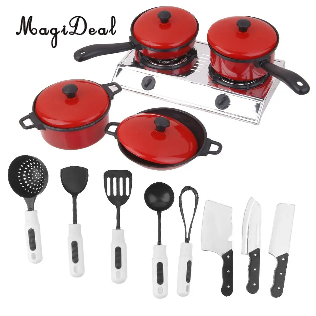 MagiDeal Hot Product 1Set Plastic Kitchen Cookware Kitchenware Set for Dollhouse Children Kids Pretend Play Toys Birthday Gift