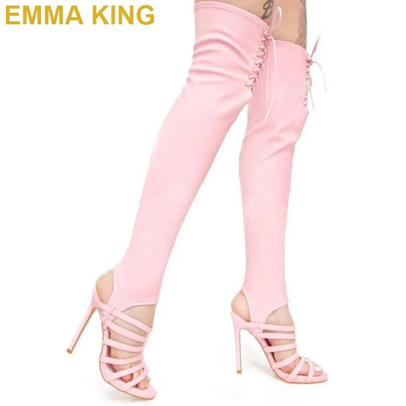 pink over the knee boots