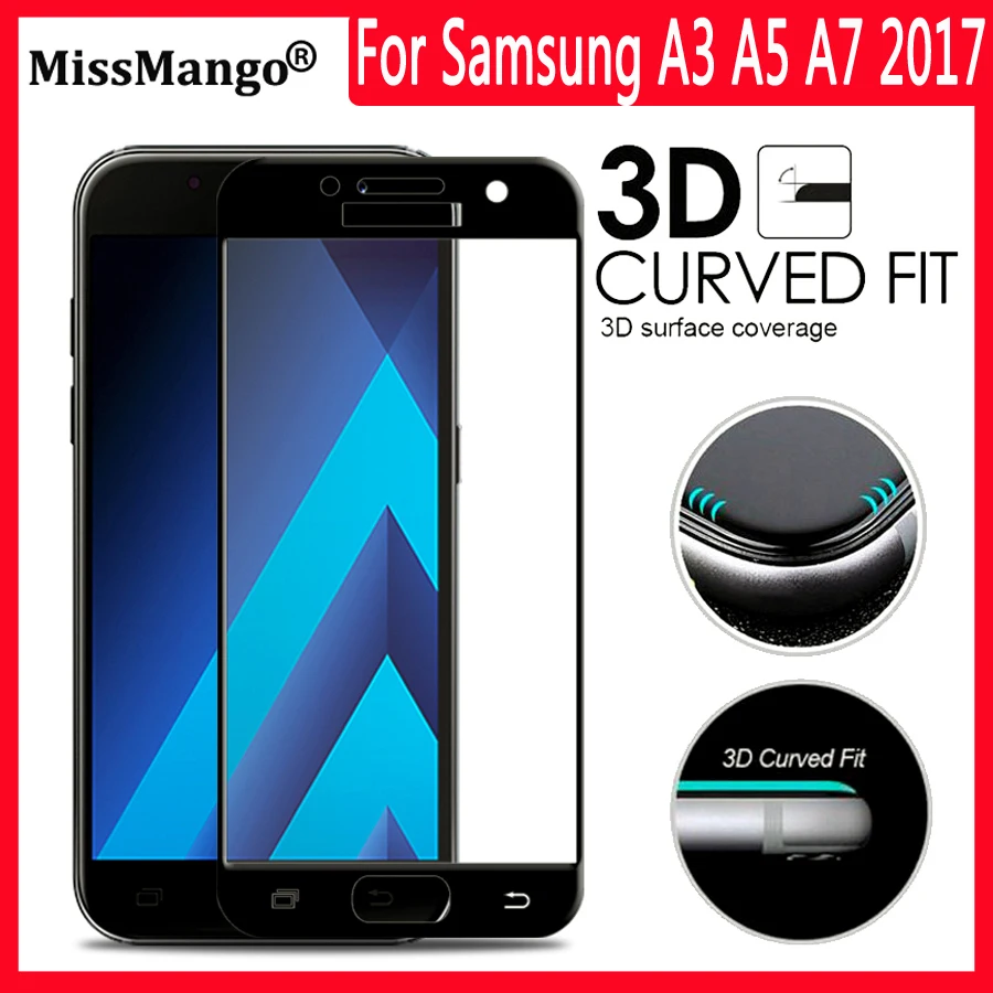 Закаленное стекло с полным покрытием для Samsung Galaxy A3 A5 A7 2017 Защита экрана A 3 5 7 A320 A3200