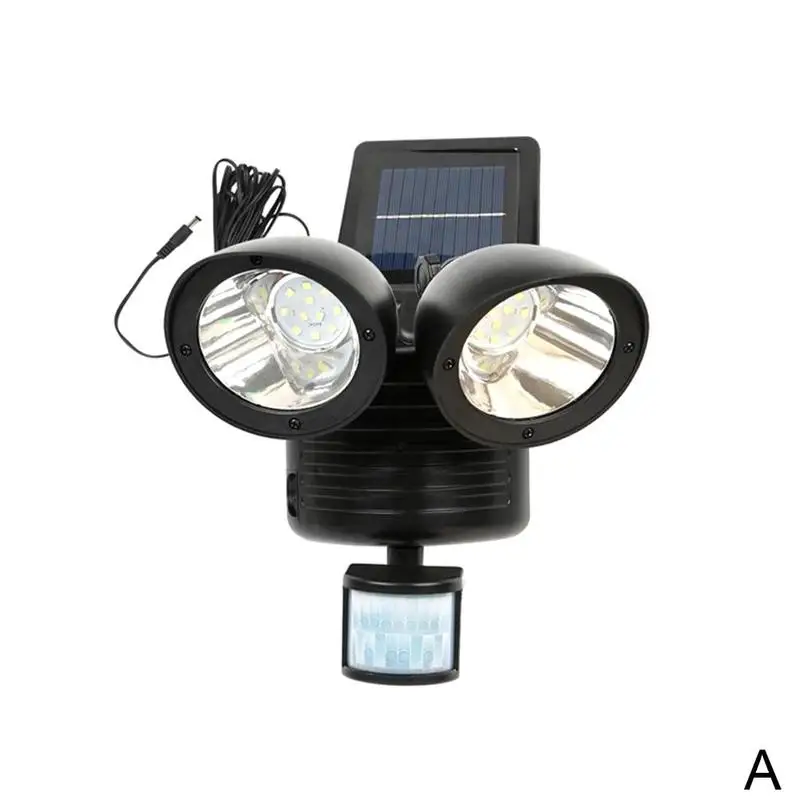 New 22 Led Twin Light Pir Motion Solar Powered Light Garden Sensor Security