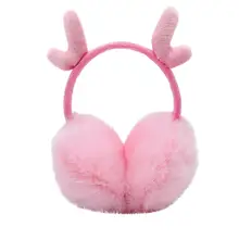 Милые зимние меховые наушники с рогами для девочек; теплые наушники; подарки для детей; Y717