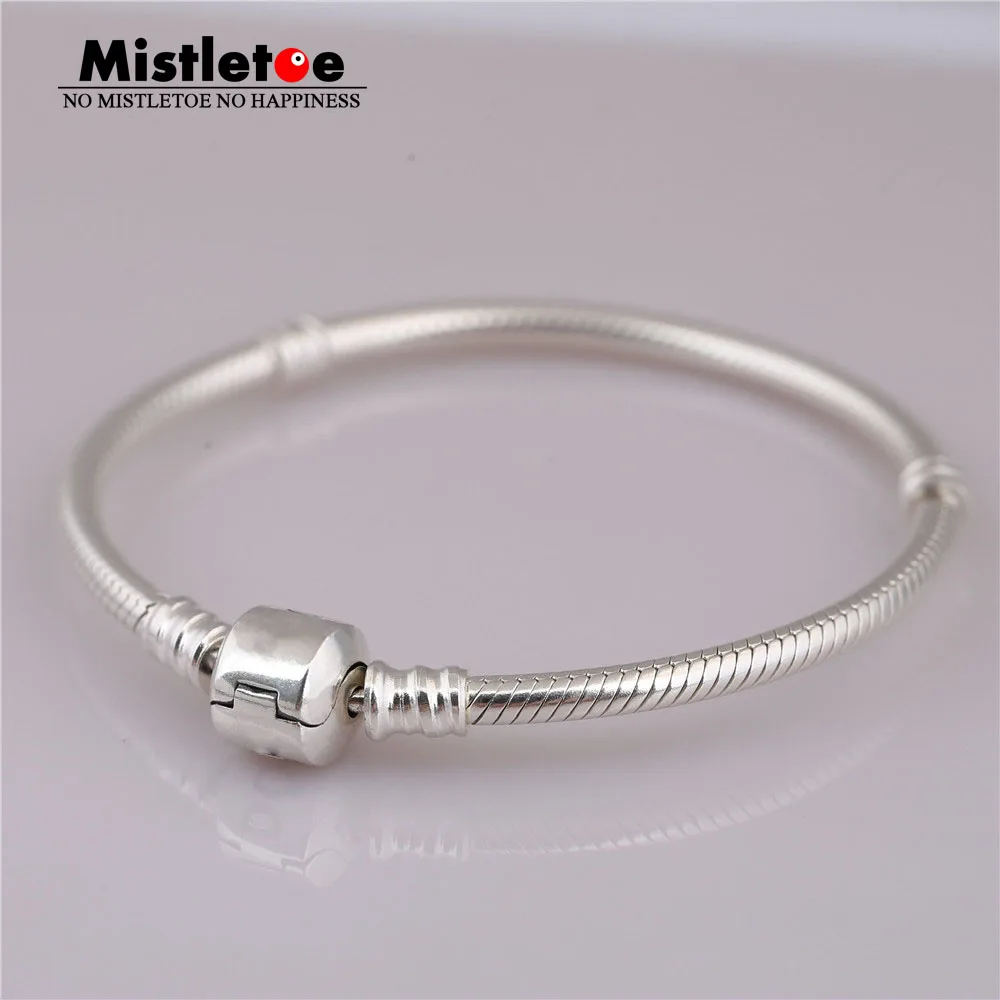 Подлинный 925 пробы серебряный браслет змеиная цепочка Подходит для европейских ювелирных изделий