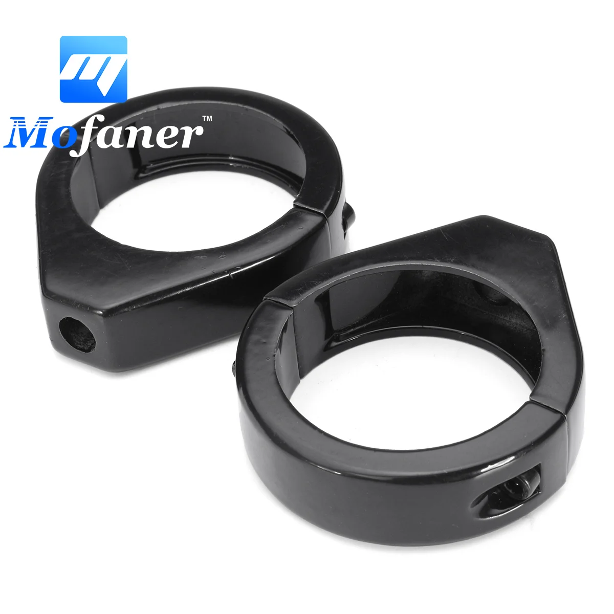 

49mm Black Grooved Fork Tube Mounted Turn Signal Relocation Clamps For Harley 1Pair