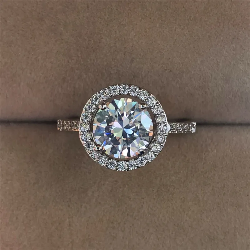 Роскошное женское круглое обручальное кольцо с кристаллами, модное 925 Серебряное кольцо с цирконием и камнем, обручальные кольца для женщин