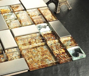 

orange crystal glass electroplate mosaic tiles HMGM1105 backsplash kitchen wall tile sticker bathroom floor tile free shipping