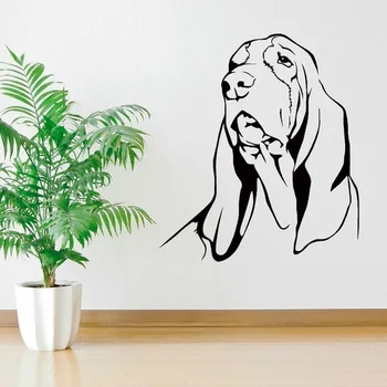 

Hot Selling Vinyl Wall Sticker Basset Hound Dog Head Art Wall Decals Home Living Room Art Decorative Wall Mural Y-677