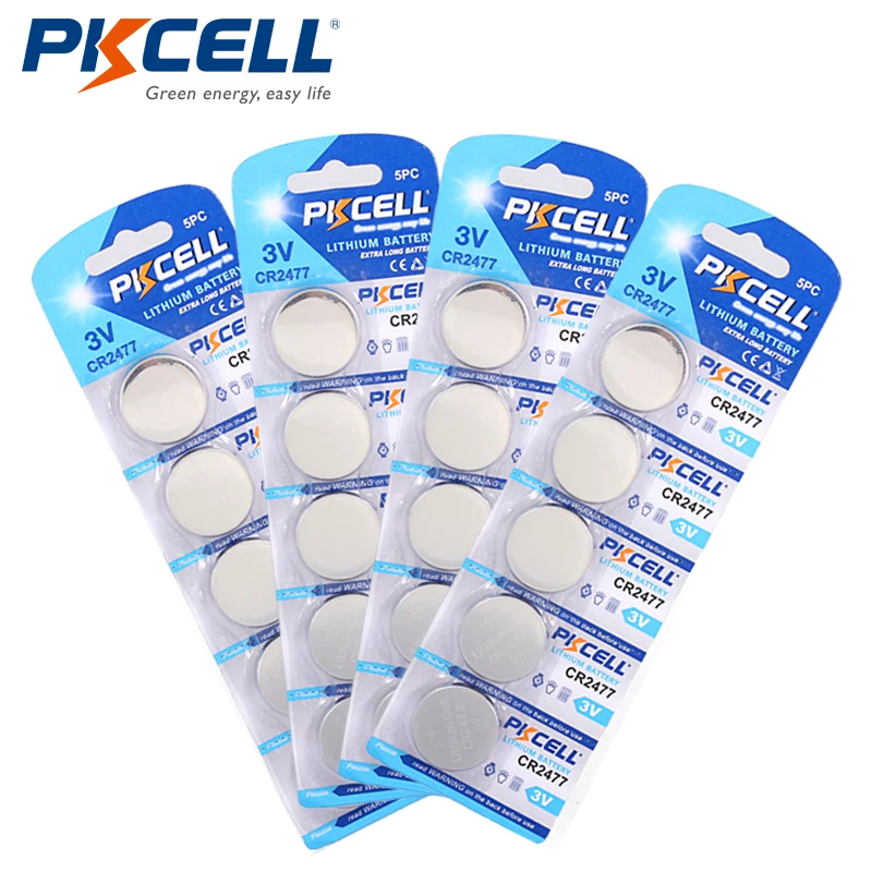 100 шт/20 упаковок PKCELL DL2477 2477 CR2477 3V литиевая батарея для монет часов Часы