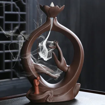 

Buddha Hand Backflow Incense Burner Purple Clay Incense Burner Lotuses Incense Burner Aromatherapy Art Craft
