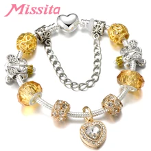 MISSITA Love Heart Series Crystal Heart Pattern Pendant Bracelet for Women Silver Jewelry Brand Anniversary Gift Hot Sale classic heart pattern bracelet for women