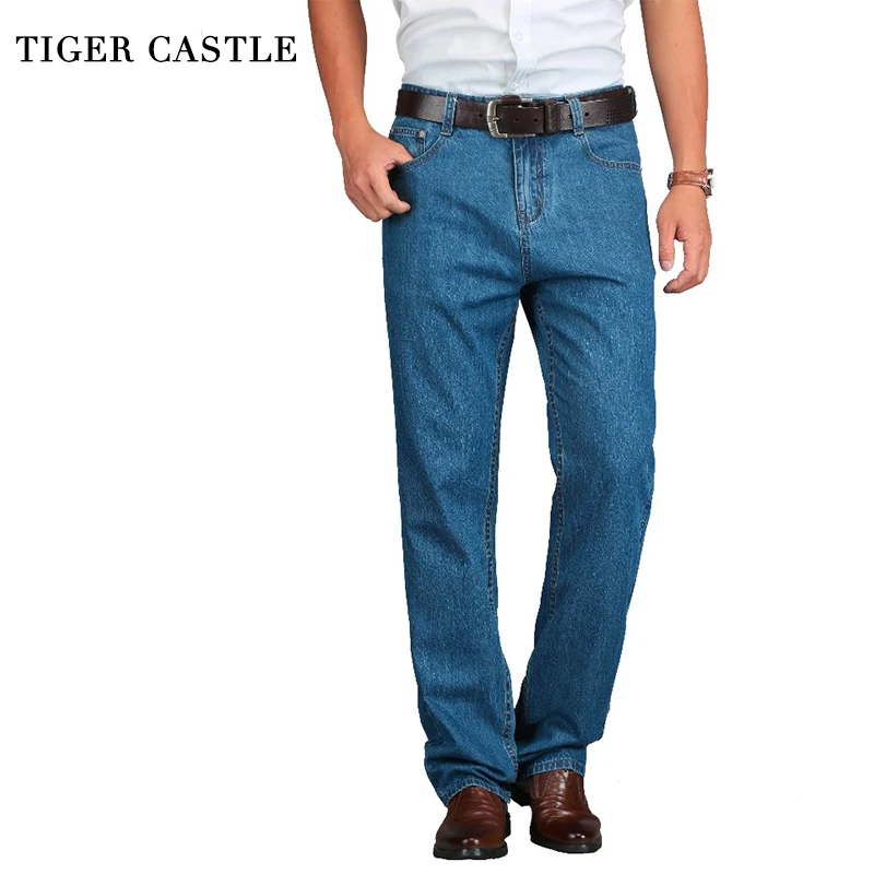 TIGER CASTLE Summer font b Men b font Classic Blue Denim font b Jeans b font