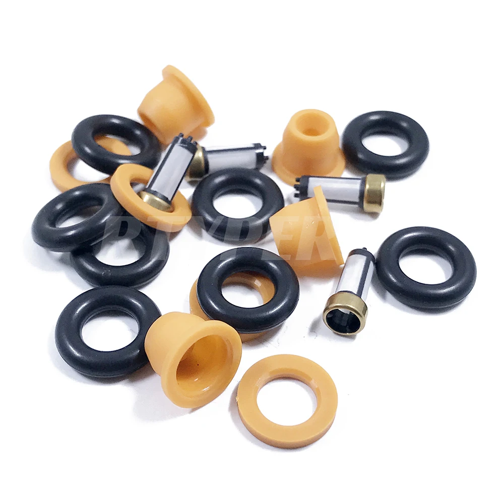 4 Sets Injector Repair Kits Micro Filter Oring Plastic Gasket Pintle Cap 02103 For Bosch 0280150951 for Audi A4/S4/S6/A6 2.0 2.2