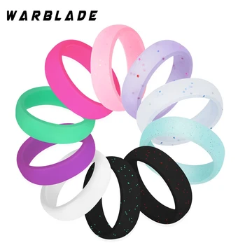

5-9 Size Hypoallergenic Crossfit Flexible Glitter Silicone Rings 2.7mm Food Grade FDA Silicone Finger Ring For Women 10pcs/set