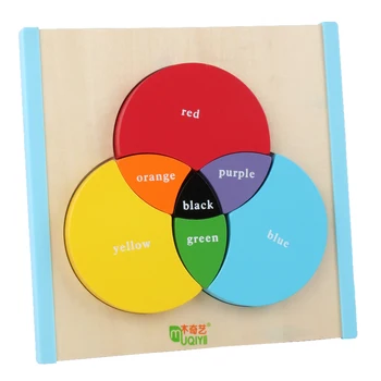 

Montessori Sensory Toys Puzzle Three Primary Color Puzzle Colors & Shapes Puzzles Early Preschool Training Toy for Children Gift
