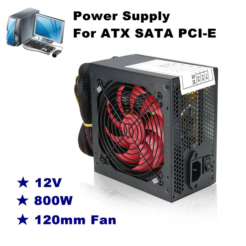 

Quiet 800 Watt 800W for Intel AMD PC 12V ATX PC Power Supply SLI PCI-E 12CM Fan High Quality Computer Power Supply For BTC