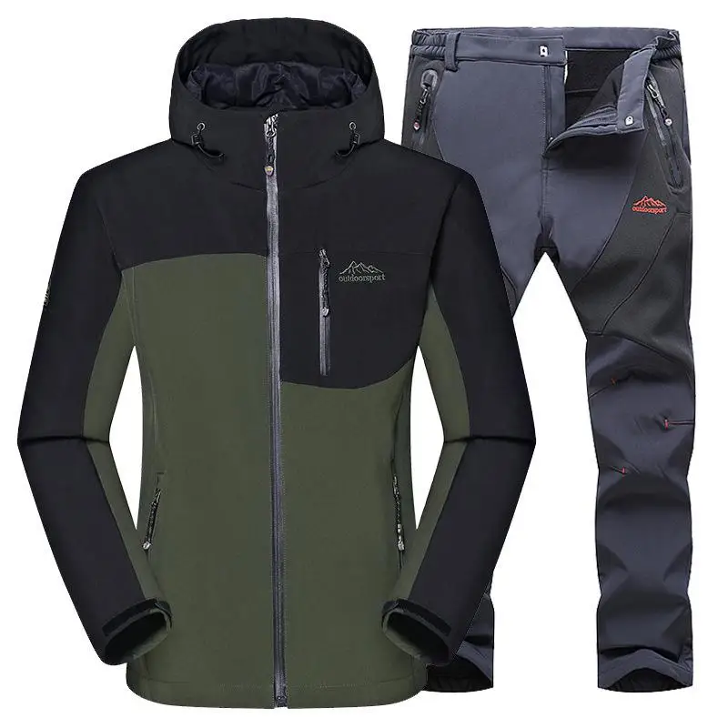 1 комплект, водоотталкивающая зимняя мужская одежда для рыбалки, мягкая оболочка, рыболовная куртка, брюки, ветронепроницаемый, для спорта на открытом воздухе, рыболовный костюм для мужчин - Цвет: 24