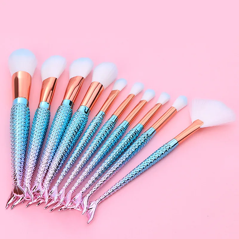 

10pcs Unicorn Mermaid Makeup Brush Set Foundation Blush Cosmetic Brushes Tool Foundation Brushes Makeup Mermaid Unicorn