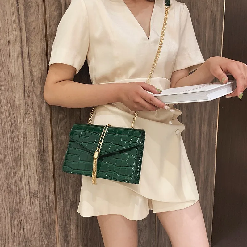 

Fashion Tassel Square Bags For Women 2019 New High quality PU leather women designer handbags Chains shoulder messenger bags