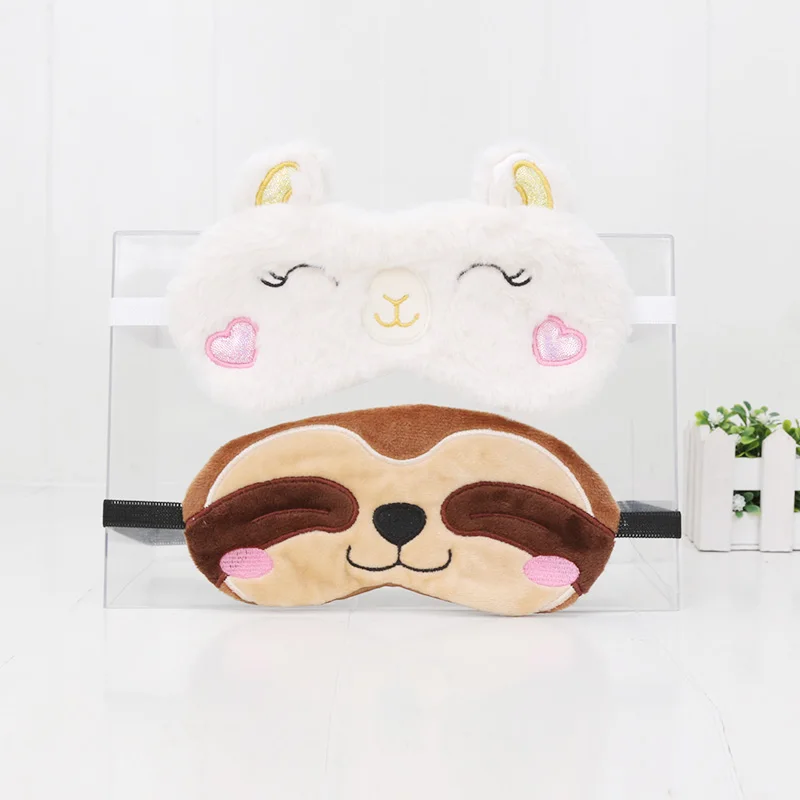 Sleeping Mask Eyepatch Soft Eye Mask Cartoon Travel Alpaca Flash sloth plush mask toys cute llama Relaxing Blindfold gift