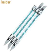 Haicar 3 шт ногти карандаш Strass голова украшение ногтей кисти Силиконовые кисти для ногтей с акриловый ремешок Прямая 70908